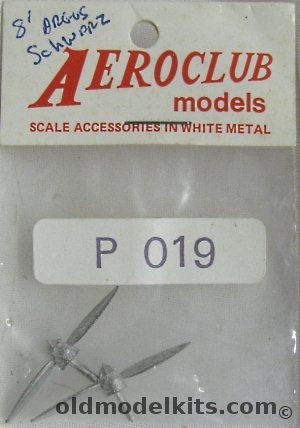 Aeroclub 1/72 (2) Argus Schwarz Two Blade 8' Diameter Propellers, P019 plastic model kit